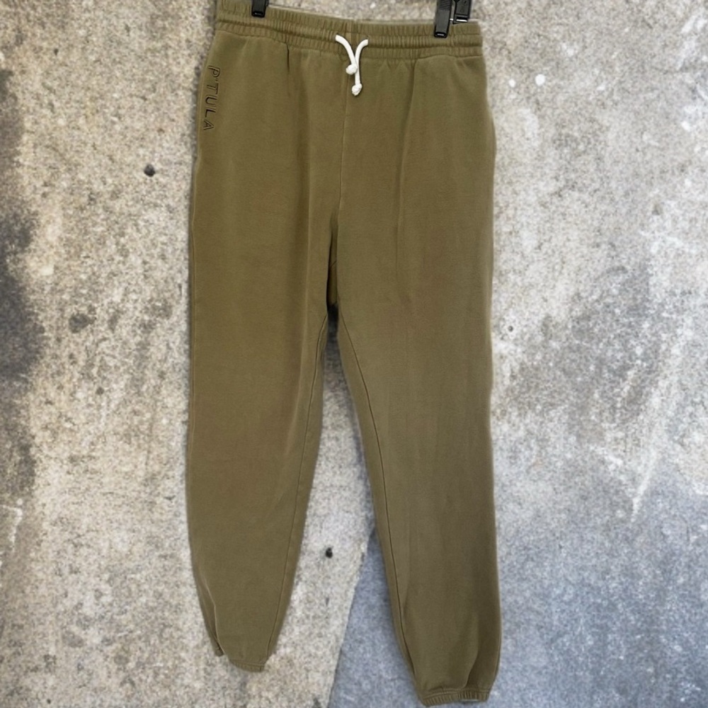 🫶 P’Tula Olive Green Joggers Mid Weight Fleece approx S/M
